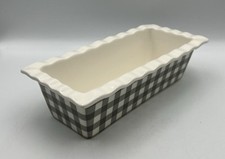 Grey Cream Checked Baking Tray Ceramic by Ernesto 27 x 13 x 7cm Vgc