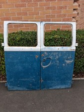VW T2 splitscreen Camper Van Side Cargo Doors In Sea Blue And Cumulus White.