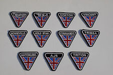 British Motorcycle Timing Cover Sew/Iron on Patches - 12 Different Makes