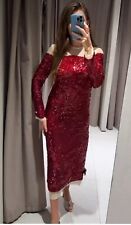 ZARA SEQUIN CHIFFON RED DRESS