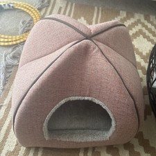 Cat Bed Igloo Dog Bed Small Soft Cosy Nest Cave Plush Cushion Washable Dome Grey