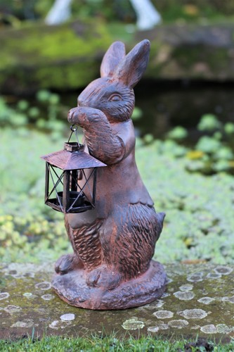 Garden ornament lantern rabbit - lantern,