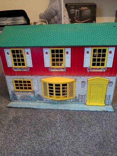 1950s litho tin dolls - tin, house