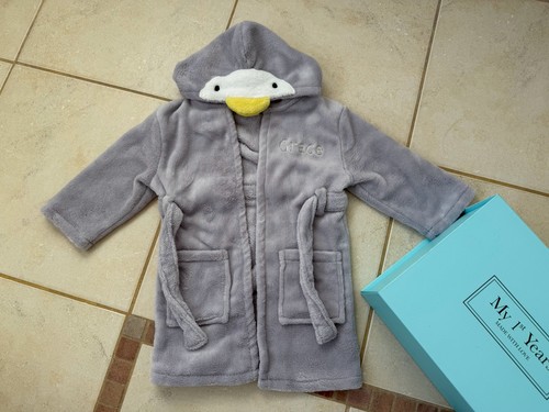 Grey penguin fleece robe - by, my