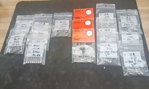 Lot misc glass fuses - of,