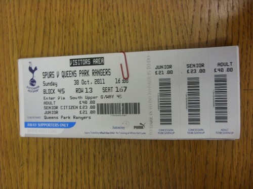 2011 ticket tottenham - ticket:,