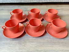 Set of 6 1950's Tea Cups/Saucers by Makro Ware Plastic Made in England