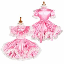 Sissy maid satin dress cross