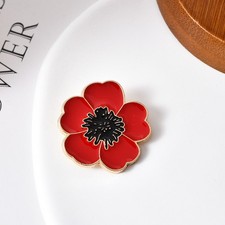 Enamel Red Poppies Pin Badge