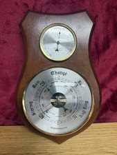 Wooden Barometer & Thermometer  Weather station by Weathermaster shield vintage