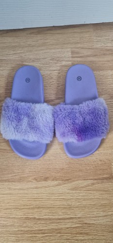 Girls lilac fluffy slippers - fluffy,