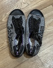 Vintage Babycham Leopard Print and Purple With Diamanté And Sparkly Laces Size 5