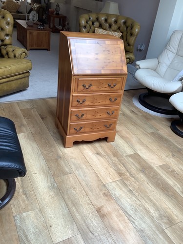 Slim vintage yew wood bureau - slim,