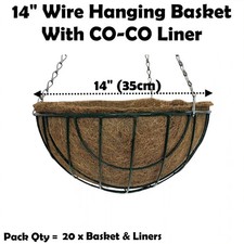 14" Wire Hanging Basket + Coco