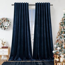 Navy Blue Velvet Curtains for