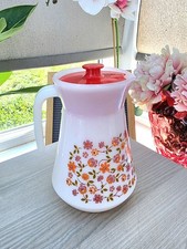 Vintage Milk Glass Floral Jug