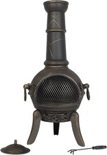 Tall Modern Cast Iron La Hacienda Cuba Chiminea, Log Burner