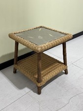 Vintage Natural Rattan Side Table  / Coffee Table Made in Indonesia 
