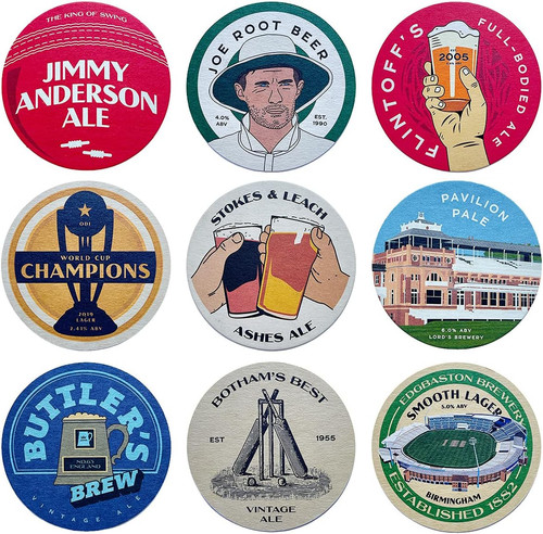 England cricket beer mats - england, set