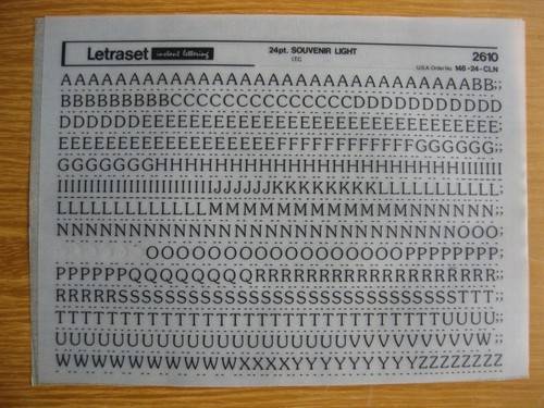 Sheet letraset upper - 1/2,