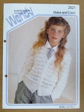 Vintage Wendy Capri / Dolce Knitting Pattern 2521: Girl's Lacy Cardigan: 26-34"