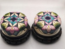 2cMoorcroft Paperweights On Wooden Plinth In Excellent Condition