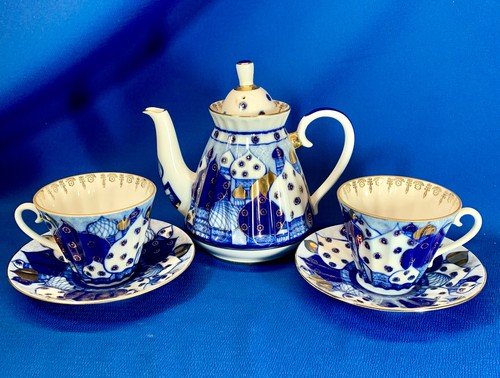 Russian porcelain teaset - russian, gzhel