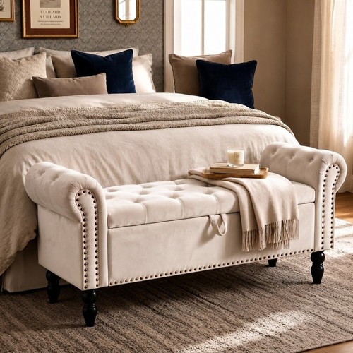 Luxurious 133cm velvet storage - luxurious,