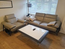 Sofology grey Leather 2 and 1 Seater  Sofa and Chair , VGC, modern , very comfy