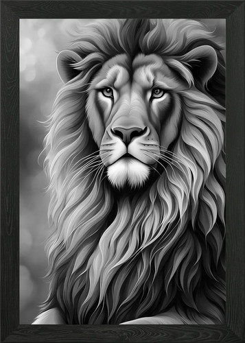 Realistic lion framed wall art - framed,