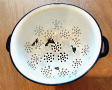White Enamel Colander Vintage