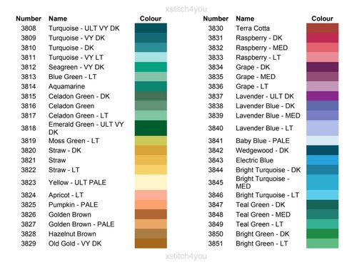 3808 3851 dmc cross stitch - cross,