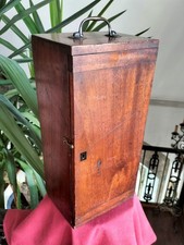 Antique 19thC. Wood Cabinet,Old Collectors Display Case,Unusual Box,Brass Handle