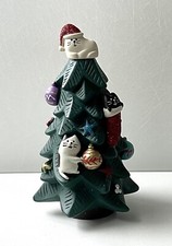 Japanese style resin naughty cats climbing on decorated Christmas tree ornament