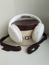 UGG White Knitted/ Sheepskin Earmuffs In Box