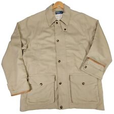 Polo Ralph Lauren Mens Shooting Jacket Size M Beige Leather Trim Chore Utility