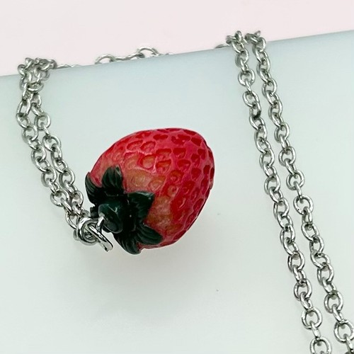 Strawberry pendant necklace - strawberry,