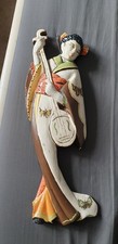 1940s Wall Hanging Geisha Girl Musical Vintage Japanese Pottery