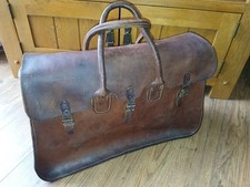 Vintage Mens Ladies Leather Document Attache Bag Briefcase 52 X 30 X 19cm