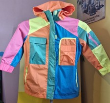 Stella McCartney Kids Recycled Polyester Colourblock Parka Neon Raincoat Age 6