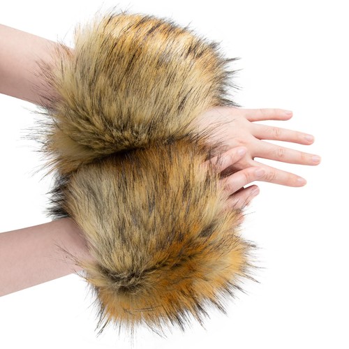 Women faux fur wrist cuffs - faux,