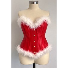 NWOT Mrs Claus Corset Red Faux