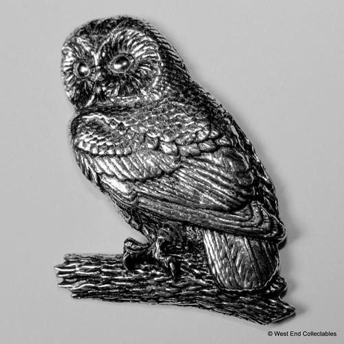 Tawny owl pewter brooch - pewter, pin
