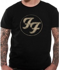 Official Foo Fighters T Shirt FF Gold Logo Distressed Dave Grohl New S To XXL