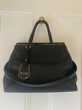 Rare Fendi Black Leather Handbag 2Jours Medium RRP £1,400