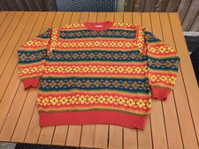 Benetton Wool Printed Knit Jumper Size Large Made In Italy Vintage 90s 2000s Y2k