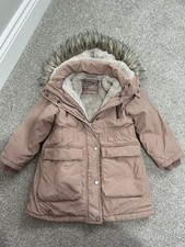 NEXT Girls Age 5 Dusky Pink Winter Coat with Hood Furry lined
