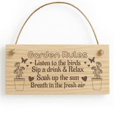 Garden Rules Sign Engraved