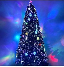 Asinse 4ft Fiber Optic Artificial Christmas Tree, with Transparent Snowflakes，Pr