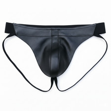 Mens Real Leather Jockstrap Elastic G-string Briefs Leather Underwear Thong